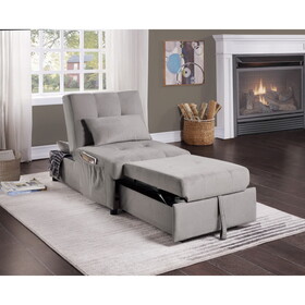 Modern Lift Top Storage Bench with Pull-out Bed 1pc Brownish Gray Velvet Tufted Solid Wood Furniture Convertible Chair B011P170003