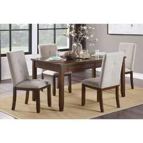 Dark Cherry Finish 5pc Dining Set Table and 4 Side Chair Chenille Upholstery Functional Drawers Table Wooden Funiture Dining Kitchen Set B011S00845