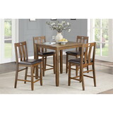 Brown Finish 5pc Counter Height Set Dining Table and 4 Chairs Upholstered Seat Wooden Kitchen Dining Furniture Set Transitional Style B011P170887