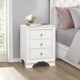 White Finish 3-Drawers Nightstand with 2 USB Ports Transitional Bedroom Furniture 1pc Bedside Table Wooden B011P172001