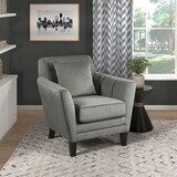 Stylish Home Accent Chair Gray Velvet Upholstery Matching Pillow Solid Wood Furniture Living Room 1pc B011P172694