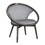 Mid-Century Design Solid Rubberwood Unique Accent Chair 1pc Gray Fabric Upholstered Modern Home Furniture Dark Charcoal Finish Frame