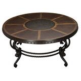 Formal Traditional Style Coffee Table 1pc Round Decorative Top Curved Metal Base Living Room Furniture Cocktail Table Dark Cherry Finish