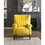 Modern Aesthetic Accent Chair Yellow Velvet Upholstery Channel Tufted Back Solid Wood Furniture 1pc Stylish Home Traditional Contoured Arms