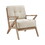 Modern Tufted Back Accent Chair 1pc Sand-hued Fabric Upholstery Antique Finish Solid Rubberwood Unique Design Furniture