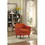 Orange Fabric Upholstered Accent Chair 1pc Espresso Finish Legs Button Tufted Solid Wood Furniture Living Room Chair