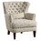 Traditional Living Room Luxury Accent Chair 1pc High Flair-Back Button-Tufted Beige Nailhead-Trim Lumbar Pillow Soldi Wood Furniture B011P182645