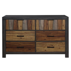 Unique Style Multi Color Finish Modern Industrial Bedroom Furniture 1pc Dresser, 6 Dovetail Drawers Wooden