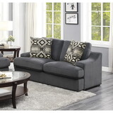 Modern Traditional Luxury Living Room Loveseat 1pc Dark Gray Plush Microfiber Upholstery 2 Pillows Cushion Seat Solid Wood Furniture