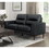 Modern Living Room Furniture Black Top Grain Leather Loveseat 1pc Cushion Seat and Back Solid Wood Frame B011P183637
