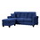 Modern Living Room Sectional Sofa Reversible Chaise with 2 Pillows Blue Velvet Upholstered Tufted Back Solid Wood Frame Furniture L-Shape Sofa B011P184507