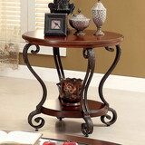 Traditional Style Brown Cherry 1pc END TABLE Open Bottom Shelf Ornate Design Living Room Furniture