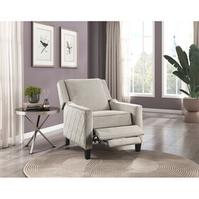 Modern Home Furniture Reclining Chair 1pc Sand-Color Textured Fabric Upholstered Nailhead Trim Solid Wood Frame Self-Reclining Motion Chair