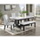 1pc Transitional Modern Formal Dining Table White Faux Marble Rectangular Table Top Trestle Base Black Finish Legs Wooden Dining Room Furniture B011P196932