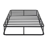 Twin Mattress Foundation 1pc Black Metal Frame with Textured Fabric Cover P-B011P197718