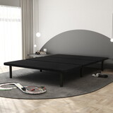Upholstered Queen Size Platform Bed Frame for Bedrooms, Guest Rooms, Apartments, Dorms, Space Saving, Black B011P198400