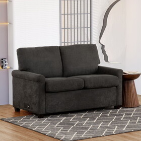Convertible Twin Sleeper Sofa with USB Ports, Modern Upholstered Sofa Bed, Living Room 2-Seater Sofa/Loveseat, Dark Gray B011P198404
