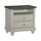 Classic Light Gray Finish 1pc Nightstand with 2x Drawers and Storage Cubby Dark Brown Top Modern Farmhouse Design Bedroom Furniture Side Table P-B011P199394