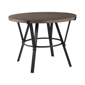 Brown Wood Finish Round Counter Height Table 1pc Black Metal Frame Rustic Style Dining Kitchen Furniture B011P199727