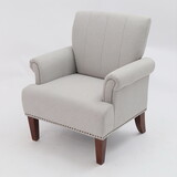 1pc Traditional Accent Chair Rolled Arms Nailhead Trim Soft Fabric Upholstered Furniture for Living Room Bedroom Office 30