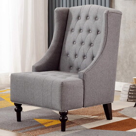 1pc Modern Living Room Button Tufted Wingback Accent Chair Steel Grey Luxury Look Diamond Button-Tufted Pattern P-B011P201978