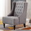 1pc Modern Living Room Button Tufted Wingback Accent Chair Steel Grey Luxury Look Diamond Button-Tufted Pattern B011P201978