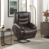Modern Living room Furniture 1pc Power Lift Chair Faux Leather Upholstery Dark Brown Power Recliner Chair B011P202513