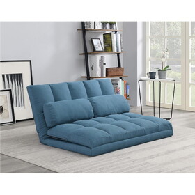 2 Seater Contemporary Foldable Sofa Bed Trifold Foam Mattress Sleeper Chair with Tufted Seat Backrest Convertible Couch w Pillows Blue1pc B011P202576
