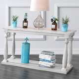 Rustic Style Antique White 1pc SOFA TABLE Open Bottom Shelf Plank Style Table Top Living Room Furniture B011P203532