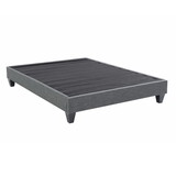 1pc Contemporary Upholstered Platform Bed Twin Size Linen Like Polyester Fabric Steel Grey Wood Frame Bedroom B011P203042