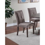 Modern Mocha Finish Fabric 2pc Side Chairs Tufted Upholstered Back Rustic Espresso Wooden Legs Dining Room B011P203552