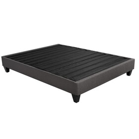 Contemporary 14 in. Platform Mattress Foundation, Cal King Size Upholstered Bed Base, Dark Gray B011P203584