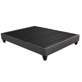 Contemporary 14 in. Platform Mattress Foundation, Twin Size Upholstered Bed Frame Base, Dark Gray B011P203588