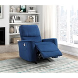 Modern Living Room 1pc Power Rocker Reclining Chair Blue Velvet Upholstery Solid Wood Frame Luxury Home Furniture B011P204079