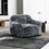 Modern Soft Faux Fur Memory Foam Bean Bag with Armrest, Living Room Lounger Chair, Blue+Gray B011P204484