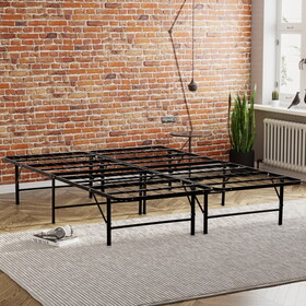 Metal Mattress Foundation Bed Frame, Cal King Size Bed Base, Bedroom Furniture, Black B011P204496