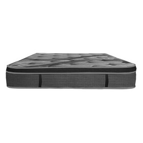 Luxurious 14in Euro Top Mattress, King Size Plush Memory Foam Mattress for Bed Frames, Dark Gray B011P204499