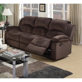 Comfortable Motion Sofa 1pc Couch Living Room Furniture Chocolate Padded Suede Plush Cushion Metal Reclining B011P205572