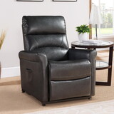 1pc Contemporary Faux Leather Upholstered Rail Power Reclining Lift Living Room Gaming Chair Charcoal B011P205578