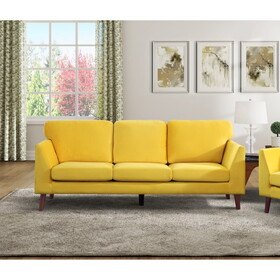 Modern Contemporary Living Room 1pc Sofa Yellow Velvet Upholstery Dark Brown Legs Solid Wood Furniture B011P206308