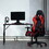 Modern Ergonomic Office Gaming Chair w/ Adjustable Height, 360-Degree Swivel, Faux Leather Computer Desk Chair, Black/Red B011P206730