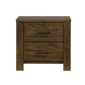 1pc Oak Finish Nightstand of 2x Drawers Rustic Aesthetic Bedroom Furniture 1pc Bedside Cabinet B011P207856