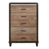 Modern Rustic Style 1pc Chest of 5x Drawers 2-Tone Finish Wooden Bedroom Furniture B011P208176