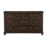 Solid Transitional Style Bedroom 1pc Dresser of 9 Drawers Driftwood Charcoal Finish Wooden Furniture Traditional Framing B011P208525