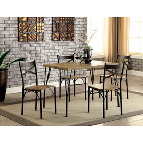 Dark Bronze Metal Kitchen 5pc Dining Set Dining Table and 4x Side Chairs Paper Veneer X-Cross Back Design Dining Room Furniture B011P208976