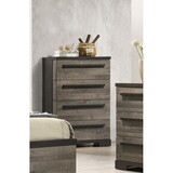 1pc Contemporary 4-Drawer Chest Brown Gray Finish Wooden Bedroom Furniture B011P210426