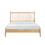 Mid-Century Modern Design Full Platform Bed 1pc Natural Finish Wooden Bedroom Furniture Vertical Slats Headboard, Bed in a Box B011P211340