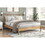 Mid-Century Modern Design Full Platform Bed 1pc Natural Finish Wooden Bedroom Furniture Vertical Slats Headboard, Bed in a Box B011P211340