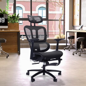 Adjustable Ergonomic Black Mesh Office Chair with Headrest and Footrest, Conference/Computer Desk Chair B011P213340