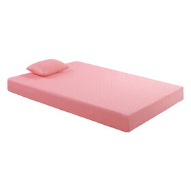 7inch Full Mattress and Pillow Set Breathable Fabric Gel-Infused Memory Foam Mattress, Pink, Mattress in a Box